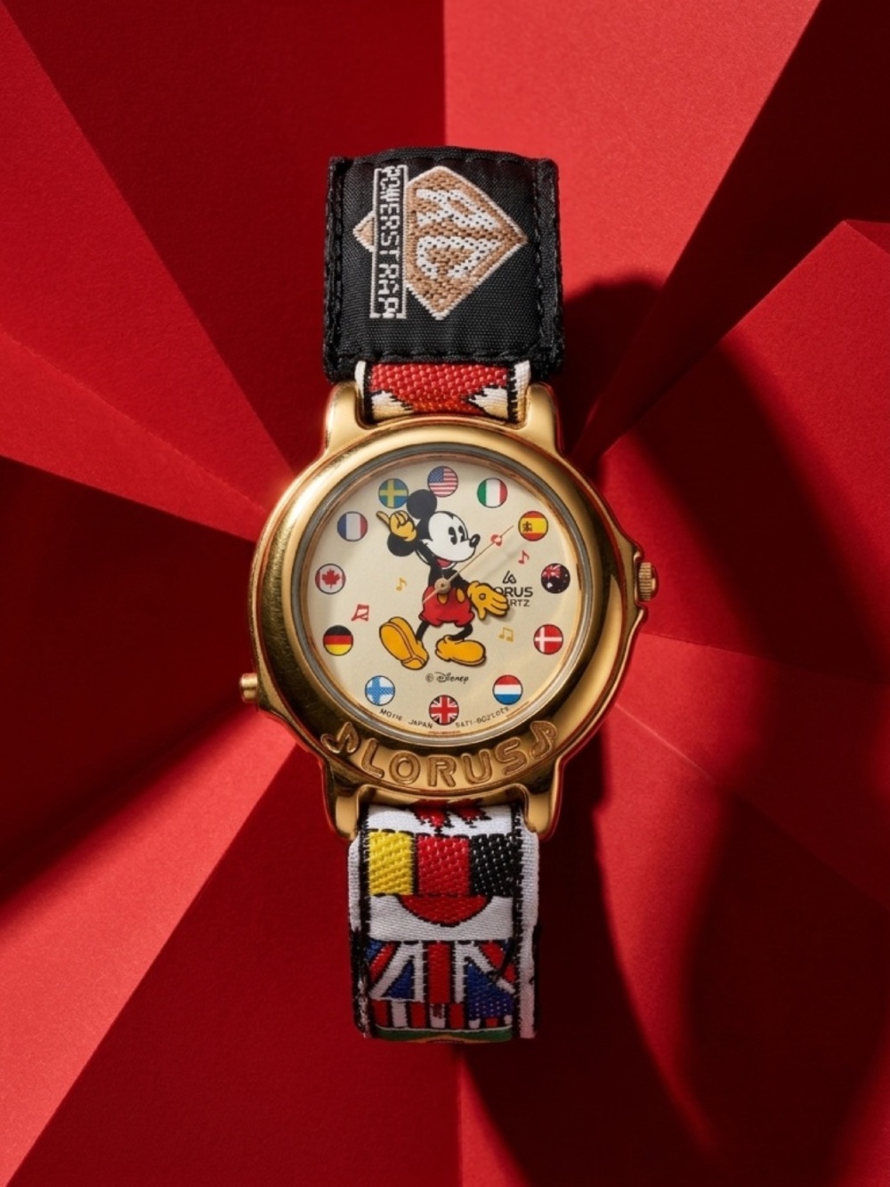 VTG  Lorus Disney World Flags Musical Watch - Plays "It's a Small world "
